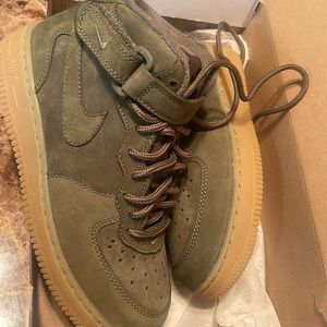 Olive Green Nike Air Force 1s. Can be unisex